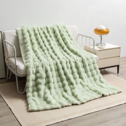 Cross-border bubble imitation rabbit blanket four seasons flannel nap leisure sofa blanket office air conditioning cover blanket