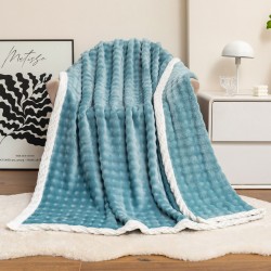 Summer single layer bubble rabbit velvet blanket French blue velvet four seasons leisure sofa cover blanket office nap air conditioning blanket