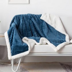 Plain double lambswood blanket summer flannel blanket striped sofa blanket Casual nap air conditioning blanket