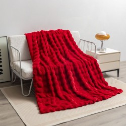 Cross-border bubble imitation rabbit blanket four seasons flannel nap leisure sofa blanket office air conditioning cover blanket