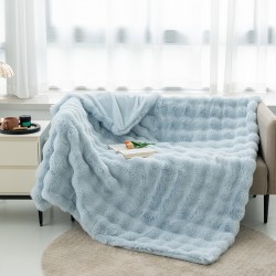 Thickened warm bubble rabbit blanket imitation rabbit hair sofa blanket four seasons air conditioning blanket office nap blanket cover blanket wholesale