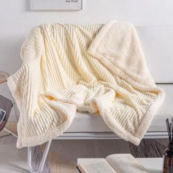 Plain double lambswood blanket summer flannel blanket striped sofa blanket Casual nap air conditioning blanket