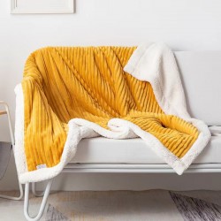 Plain double lambswood blanket summer flannel blanket striped sofa blanket Casual nap air conditioning blanket