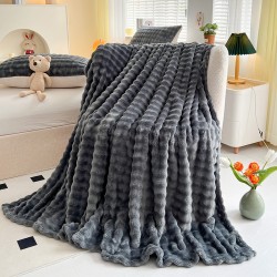 Cross border direct supply bubble rabbit velvet blanket coral velvet leisure air conditioning blanket double-sided velvet four seasons nap sofa cover blanket