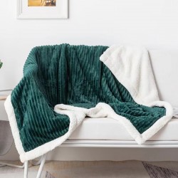 Plain double lambswood blanket summer flannel blanket striped sofa blanket Casual nap air conditioning blanket