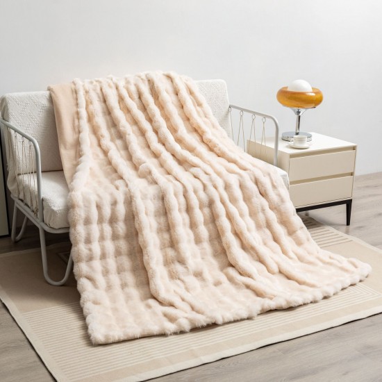 Cross-border bubble imitation rabbit blanket four seasons flannel nap leisure sofa blanket office air conditioning cover blanket