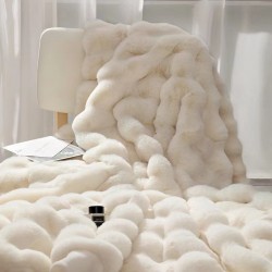 Thickened warm bubble rabbit blanket imitation rabbit hair sofa blanket four seasons air conditioning blanket office nap blanket cover blanket wholesale