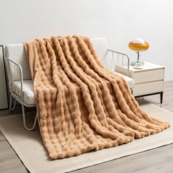 Cross-border bubble imitation rabbit blanket four seasons flannel nap leisure sofa blanket office air conditioning cover blanket