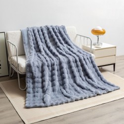 Cross-border bubble imitation rabbit blanket four seasons flannel nap leisure sofa blanket office air conditioning cover blanket