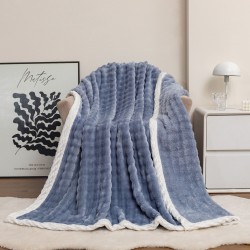 Summer single layer bubble rabbit velvet blanket French blue velvet four seasons leisure sofa cover blanket office nap air conditioning blanket