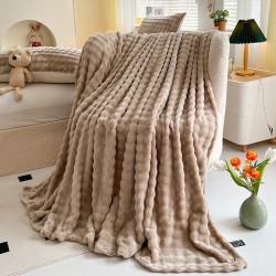 Cross border direct supply bubble rabbit velvet blanket coral velvet leisure air conditioning blanket double-sided velvet four seasons nap sofa cover blanket