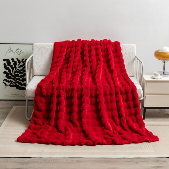 Tuscan Bubble rabbit blanket Flannel Four Season siesta sofa blanket coral velvet casual air conditioning blanket